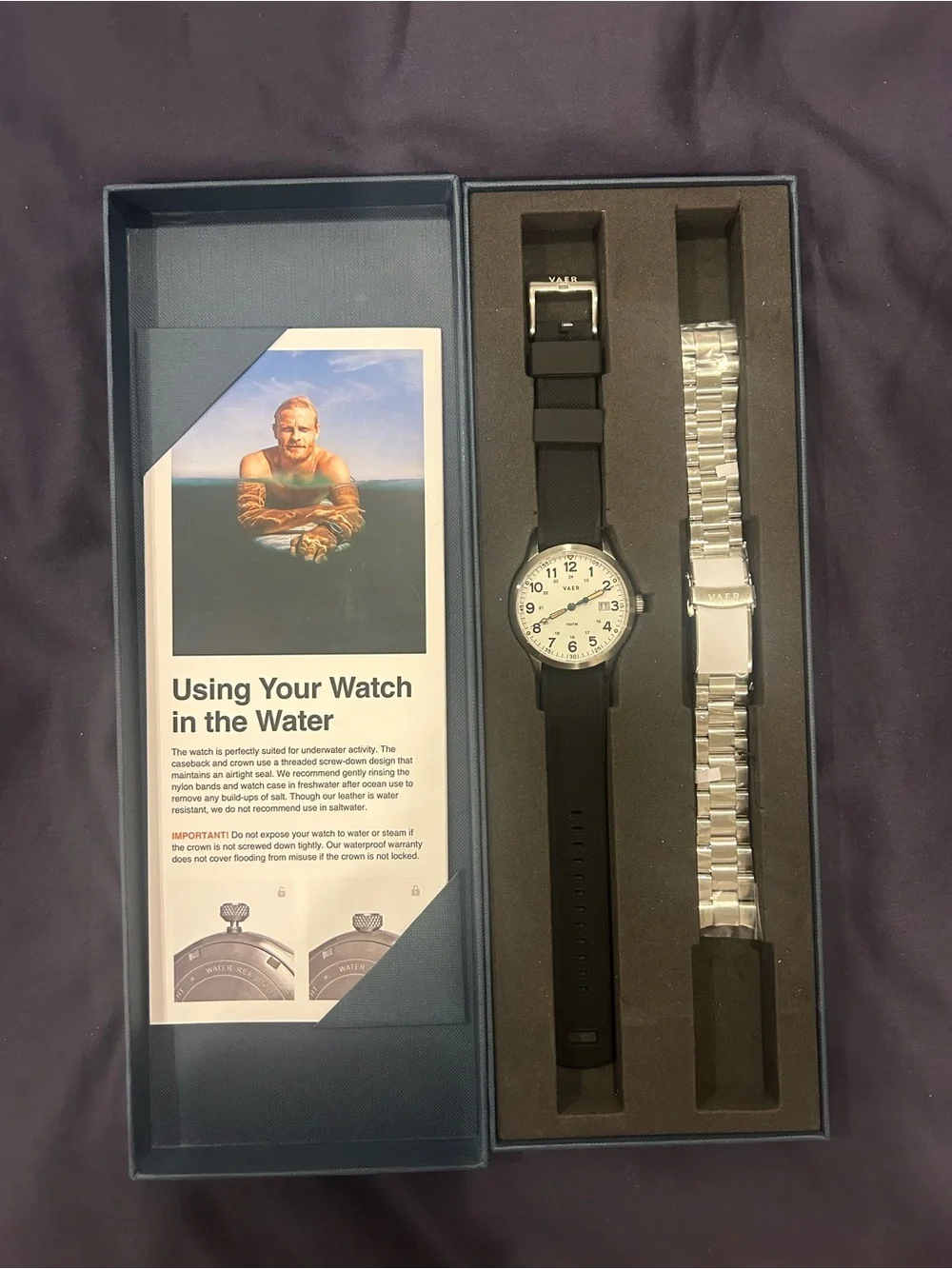 VAER S5 Calendar Field White Watch - 40mm Quartz Stainless Steel & Rubber Strap